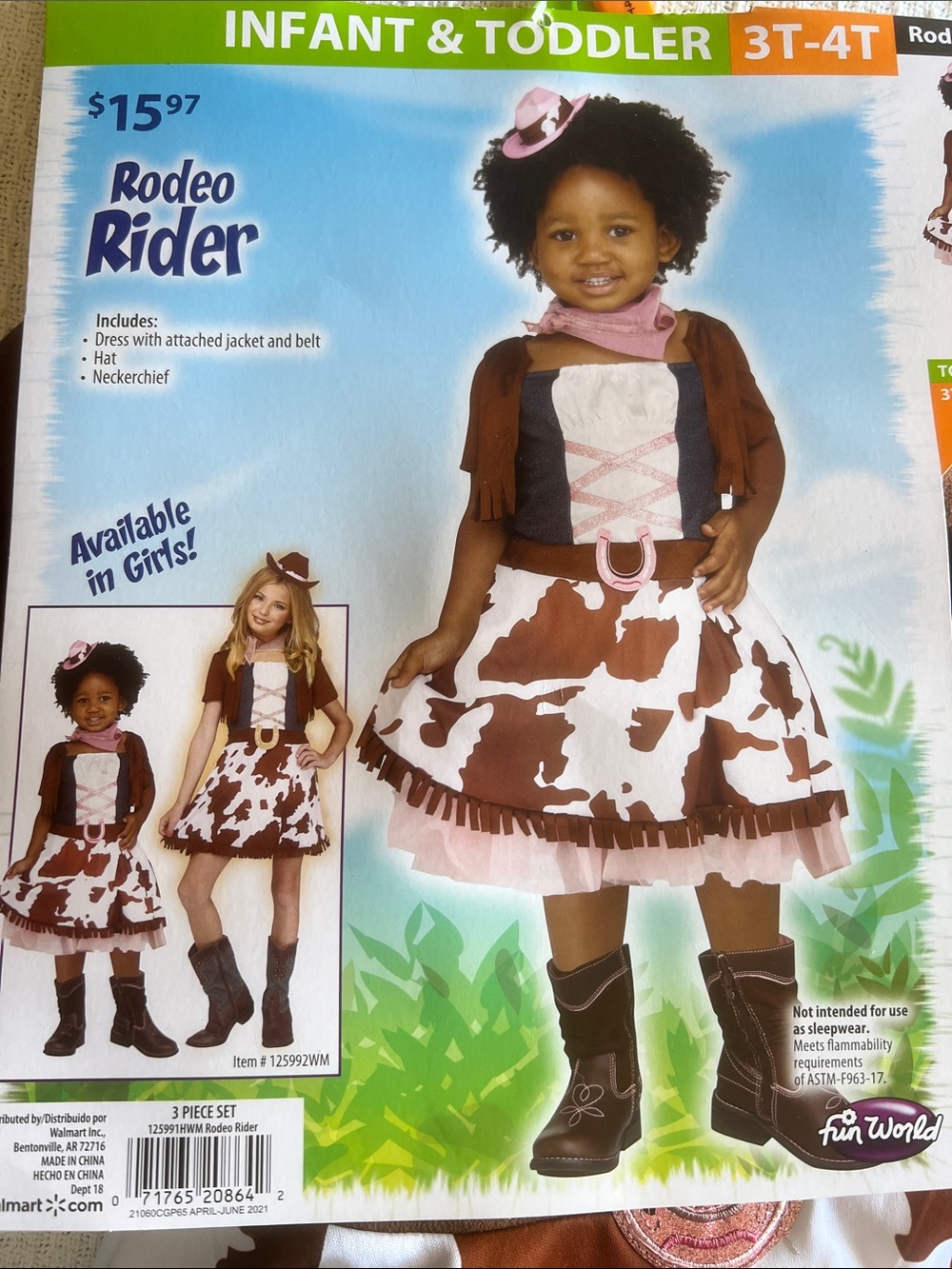 NWT Rodeo Rider Girls' Halloween Cowgirl Costume 3T-4T